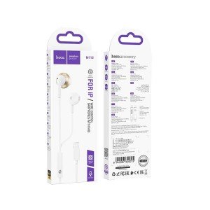 Hoco M115 Hands Free Sagacious Lightning Universal Earphones Hi-Fi Stereo με Μικρόφωνο Λευκά 1.2m