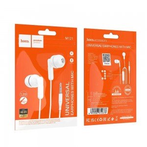 HOCO M121 ΑΚΟΥΣΤΙΚΑ 3.5MM JACK BRIGHT UNIVERSAL ΜΕ ΜΙΚΡΟΦΩΝΟ , ΛΕΥΚΑ