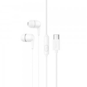 Hoco M97 Hands Free Enjoy Universal Earphones Stereo Bass USB-C με Μικρόφωνο Συμβατά με Όλες τις Συσκευές USB-C Λευκό 1.2m