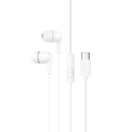 Hoco M97 Hands Free Enjoy Universal Earphones Stereo Bass USB-C με Μικρόφωνο Συμβατά με Όλες τις Συσκευές USB-C Λευκό 1.2m