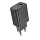 HOCO wall charger USB A + Type C PD QC3.0 3A 30W N63 black