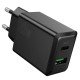 Hoco N69 Φορτιστής Ταξιδίου Nuevo PD20W QC3.0A 5V με 2 Εξόδους Φόρτισης 1xUSB-C και 1xUSB-A Μαύρος