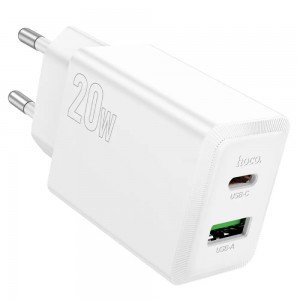Hoco N69 Φορτιστής Ταξιδίου Nuevo PD20W QC3.0A 5V με 2 Εξόδους Φόρτισης 1xUSB-C και 1xUSB-A Λευκός