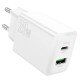 Hoco N69 Φορτιστής Ταξιδίου Nuevo PD20W QC3.0A 5V με 2 Εξόδους Φόρτισης 1xUSB-C και 1xUSB-A Λευκός