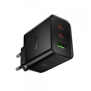 Hoco N75 Φορτιστής Ταξιδίου Grande GaN 65W High Power Fast Charge με 2xUSB-C και 1xUSB-A Μαύρος
