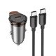 Hoco NZ16 φορτιστής αυτοκινήτου , Rigorous PD30W, 1 θ΄ύρα USB-C , καλώδιο TYPE-C to TYPE-C, Γκρί
