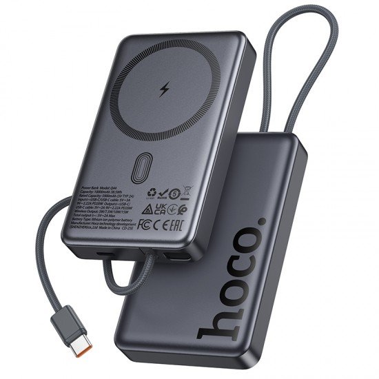 HOCO Q44 Power Bank 10000 mAh 20W, Wireless, Magnetic Origen gray