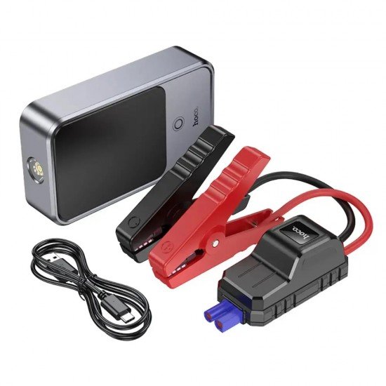 Hoco QS7 Power Bank Source 10000mAh PD18W QC με 2xUSB-A 1xUSB-C LED Ένδειξη Μπαταρίας και Προσάρτημα Εκκίνησης Αυτοκινήτου 800A Ασημί