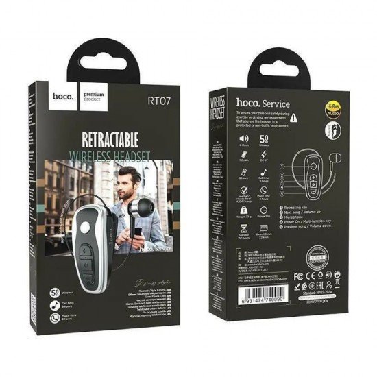 Hoco RT07 Bluetooth Hands Free v5.0 με Δόνηση και Multi Pairing Μαύρο