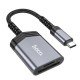 Hoco UA25 Αναγνώστης Κάρτας Μνήμης 2 σε 1 USB-C480Mbps και 2TB για Micro SD/SD OTG Κοντό και Anti-bending Καλώδιο Γκρι