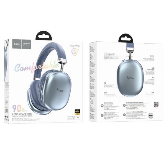 Hoco W35 Max Wireless Ακουστικά Stereo Joy v5.3 800mAh με υποδοχή Micro SD και AUX Μπλε