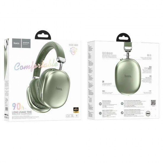 Hoco W35 Max Wireless Ακουστικά Stereo Joy V5.3 800mAh με υποδοχή Micro SD και AUX Πράσινα