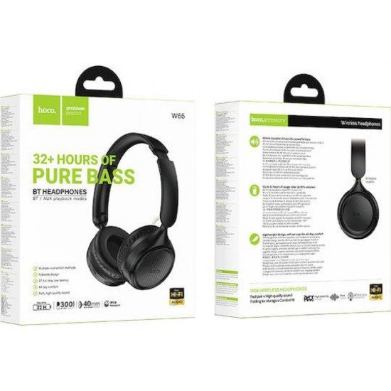 HOCO W66 WAVE, ΑΣΥΡΜΑΤΑ ΑΚΟΥΣΤΙΚΑ, ΜΑΥΡΑ