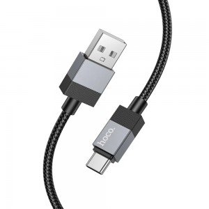 Hoco X110 Καλώδιο Honorific USB-A σε USB-C 3A Braided Μαύρο 1m