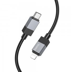 Hoco X110 Καλώδιο Honorific USB-C σε Lightning 27W Braided Μαύρο 1m