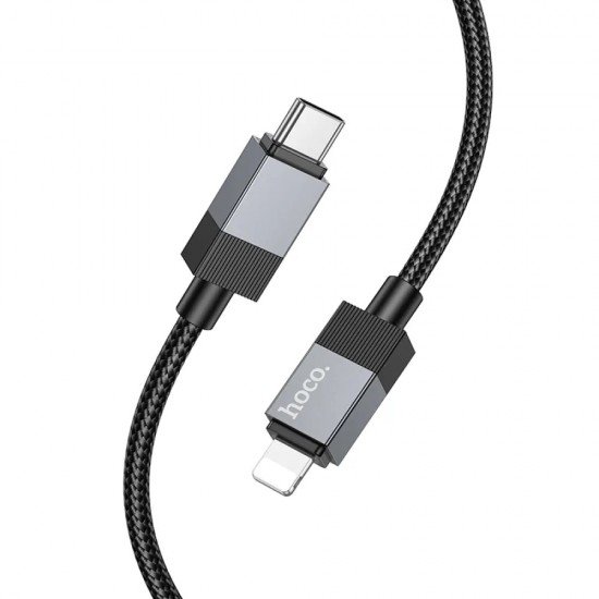 Hoco X110 Καλώδιο Honorific USB-C σε Lightning 27W Braided Μαύρο 1m