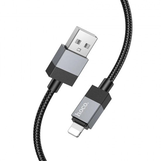 Hoco X110 Καλώδιο Honorific USB-A σε Lightning 2.4A Braided Μαύρο 1m
