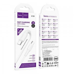 Hoco X120 beneficio καλώδιο Type-C to Type-C, 1m, 60W, Λευκό