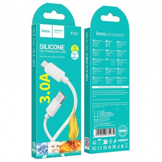 Hoco X122 Καλώδιο USB-A σε USB-C 3.0A Fast Charging Λευκό 1m