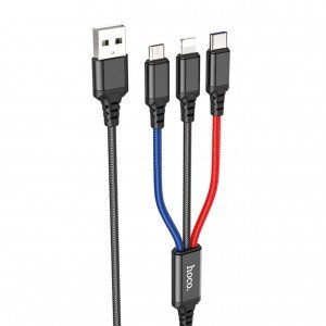 HOCO X76 Cable 3-in-1 - USB-A, 1м, 18W, 2.0A, Super charging /colorful