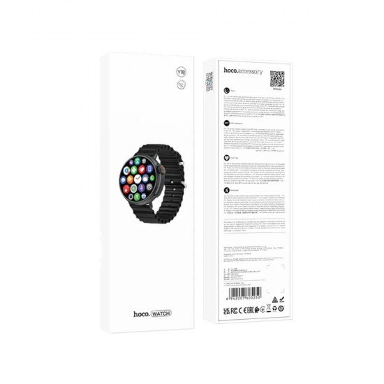 Hoco Y18 Smartwatch IP67 IPS Οθόνη 1.52" 300mAh V5.1 με Δυνατότητα Κλήσεων Μαύρο