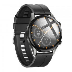 Hoco Y7 Pro Smartwatch 1.39" Bluetooth v5.0 240mAh IP67 με Δυνατότητα Κλήσεων Silicon Band Μαύρο