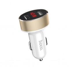 HOCO CAR CHARGER WITH LCD DUAL USB 2,1A Z26 WHITE