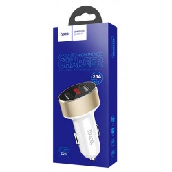 HOCO CAR CHARGER WITH LCD DUAL USB 2,1A Z26 WHITE