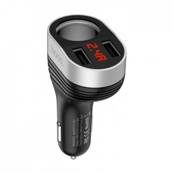 HOCO Car charger - Z29 3.1A 2 x USB with LED display, black