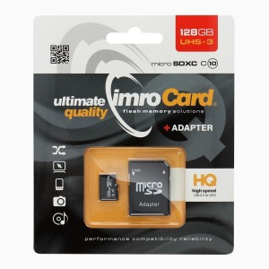 Imro memory card 128GB microSDXC class 10 UHS-3 + adapter
