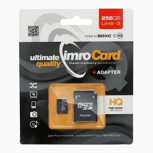 Imro 256GB microSDXC memory card class 10 UHS-3 + adapter Imro 256GB microSDXC memory card class 10 UHS-3 + adapter