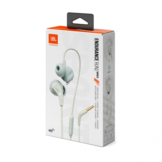 JBL Endurance RUN 2, In-Ear Sport Headphones, One Button control, Mic (White)