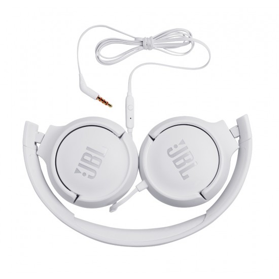 JBL Tune 500, OnEar Universal Headphones 1-button Mic/Rem (White)