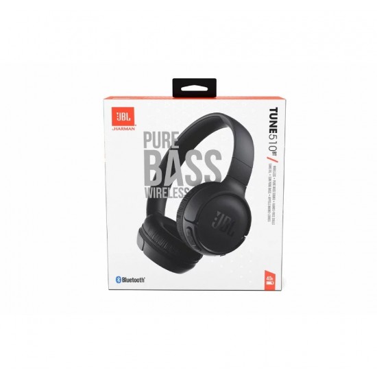 JBL Tune 510ΒΤ, On-Ear Bluetooth Headphones w Earcup control (Black)