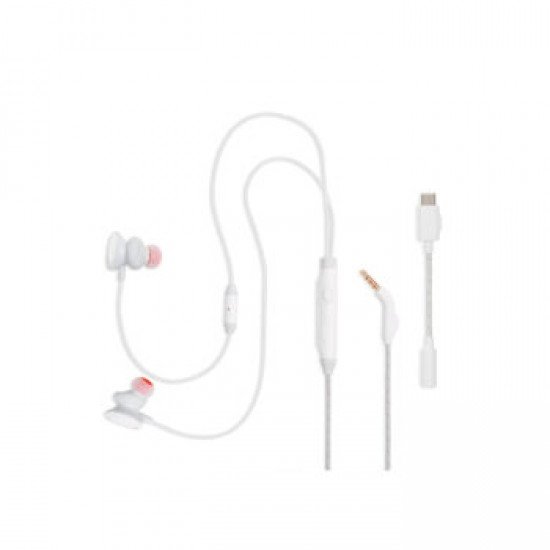 JBL Quantum 50C, InEar Wired Gaming Headphones, USB-C Dongle (White)