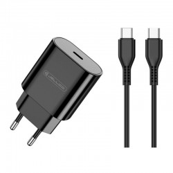 JELLICO Wall charger - C35 25W PD USB-C + USB-C to USB-C cable black