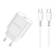 JELLICO Wall charger - C35 25W PD USB-C + USB-C to USB-C cable white