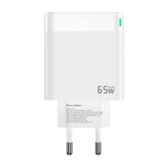 JELLICO Wall charger - C79 GaN 65W PD 2 x USB-C + USB3.0 white