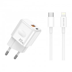 JELLICO Wall charger - C87 20W PD USB-C + USB3.0 + USB-C to lightning cable set white