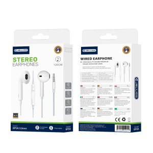 JELLICO wired earphones EP2A JACK 3.5MM with microphone 1.2M White JELLICO wired earphones EP2A JACK 3.5MM with microphone 1.2M White
