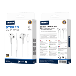JELLICO wired earphones EP3A USB-C with microphone 1.2M White