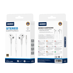 JELLICO wired earphones EP3A JACK 3.5MM with microphone 1.2M White JELLICO wired earphones EP3A JACK 3.5MM with microphone 1.2M White