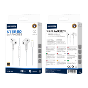 JELLICO wired earphones EP3A Lightning with microphone 1.2M White