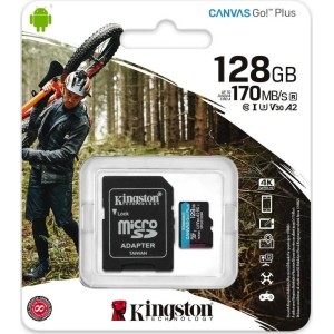 KINGSTON SDCG2/128GB CANVAS GO 128GB MICRO SDXC CLASS 10 UHS-I U3 V30 + SD ADAPTER