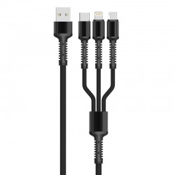 LDNIO Καλώδιο USB σε Lightning/MicroUSB/USB-C LC93 3in1, 3.4A Μαύρο