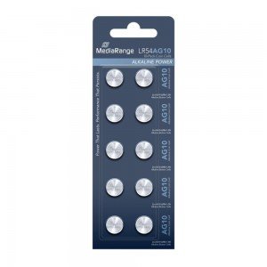 MediaRange Premium Alkaline Coin Cells AG10|LR54|1.5V Pack 10 (MRBAT112)