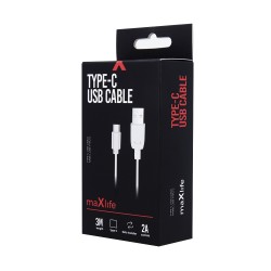 Maxlife USB - USB-C cable 3.0 m 2A white
