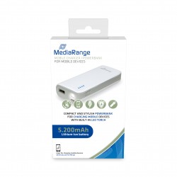 MediaRange Mobile Power Bank 5.200mAh with Built-in torch (MR751)
