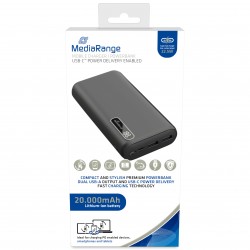 MediaRange Mobile charger I Powerbank 20.000mAh LCD, 2x USB-A and 1x USB-C (MR756)
