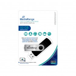 MediaRange USB combo flash drive with micro USB (OTG) plug, 32 GB (MR932-2)